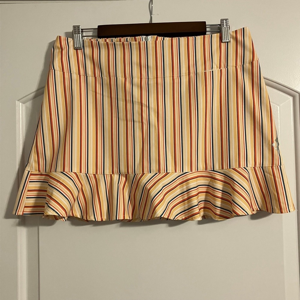 4 all By Jofit Striped Ruffle Hem Golf Active Tennis Pickle Ball Skort Sz 8